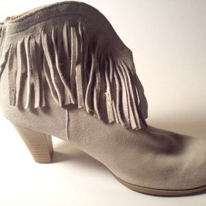 Suede Grey Fringed Booties **MAKE AN OFFER**